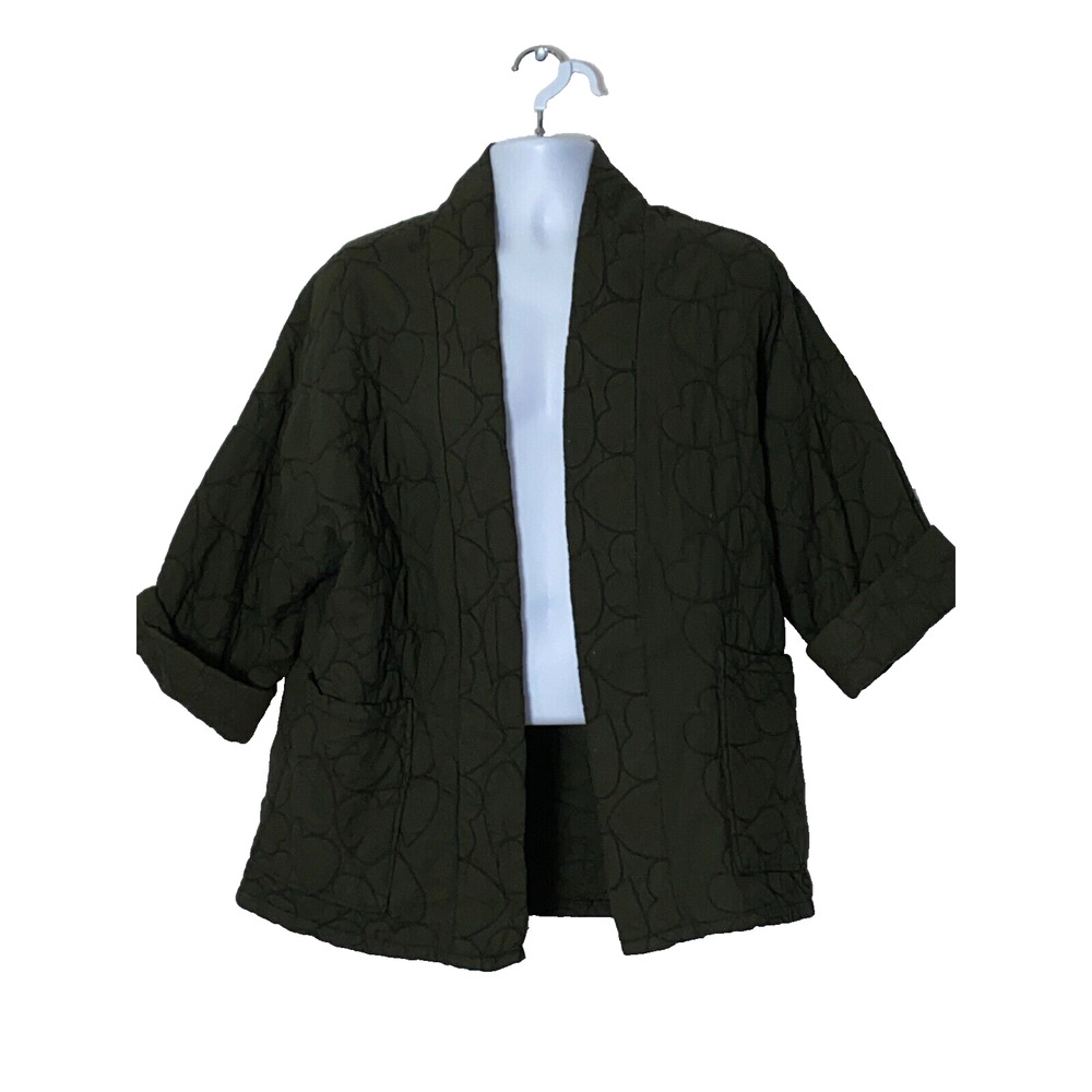 Noeline Jacket Womens Large Green Made In Italy Oversized Padded Quilted